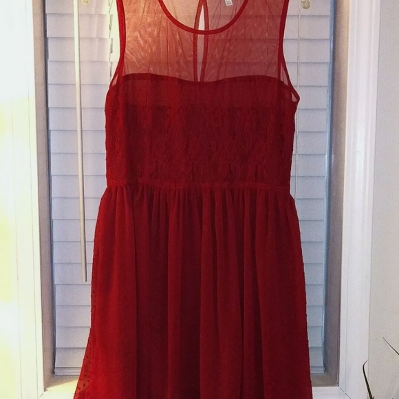 dELiAs Red Mesh and Lace Party Dress - Picture 16 of 16
